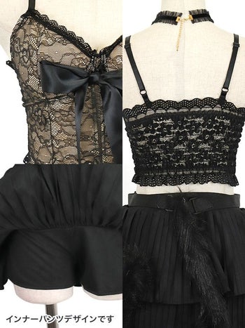 コスプレ 黒 猫 ラグジュアリー ペア へそ出し フレア スカート セクシーアニマル 衣装6点セット