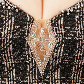 【Angel R/エンジェルアール】ミックスチェック バスト ダイヤビジュー タイトミニドレス