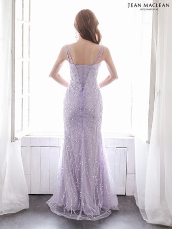 【JEANMACLEAN/ジャンマクレーン】シンプル ラメデザイン パステルチュール キャミソール ロングドレス