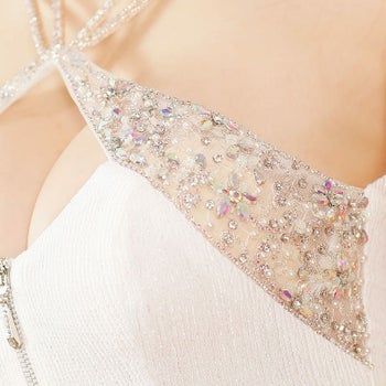 【Angel R/エンジェルアール】ショルダー バストビジュー フロントファスナー タイトミニドレス