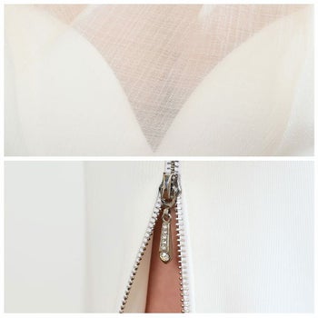  【Veautt/ヴュート】シンプル シースルー ジップスリット ショルダータック ワンカラー タイトひざ丈ドレス