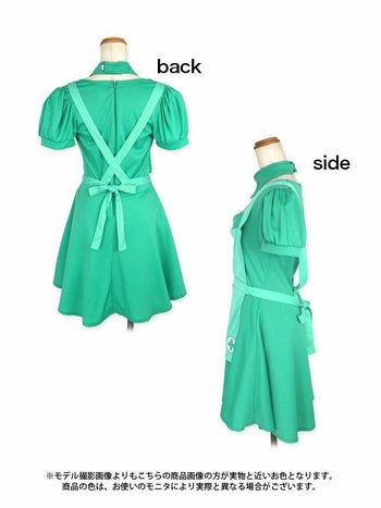  [コスプレ] デコルテカットアウト体型カバーホラーペアフレアスカート手術ナース [4点セット] (ワンピース/付け襟/エプロン/カチューシャ)