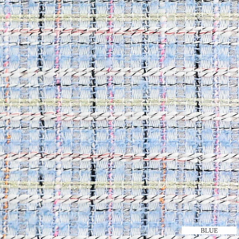 【Angel R/エンジェルアール】パフスリーブ セパレート デコルテ パールビジュー チェック ツイード タイト マイクロミニドレス