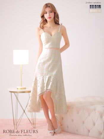 ラメツイード マーメイド キャミソール セットアップ ロングドレス