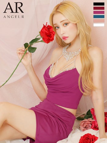 【Angel R/エンジェルアール】 バストドレープ セットアップ デコルテビジュー タイト マイクロミニドレス