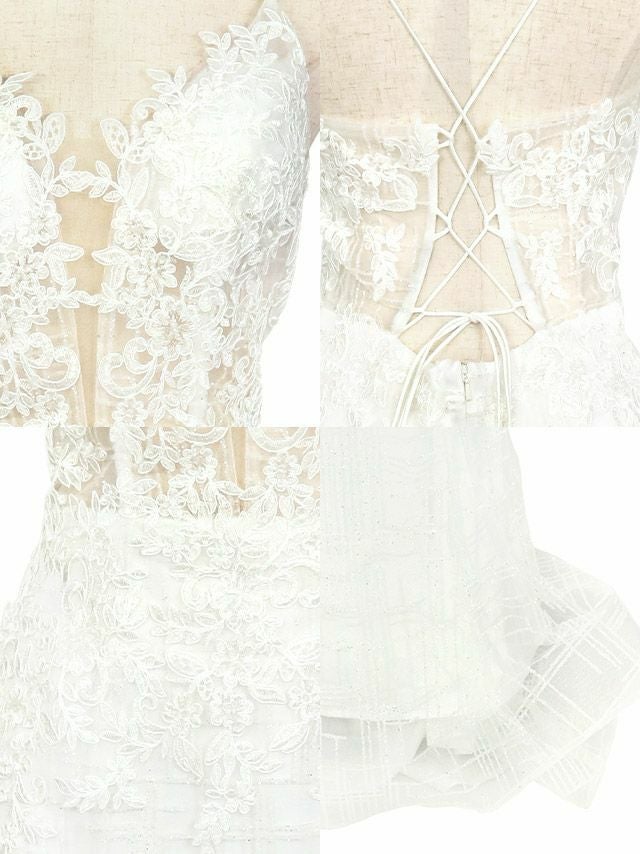 シアーフラワー 刺繍ラメ キャミソール マーメイド ロング バースデードレス