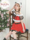 サンタコスプレ】6点セット バスト編み上げリボン オフショルダー 
