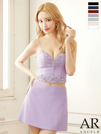 ビジュー セパレート シンプル キャミソール フレア マイクロミニドレス