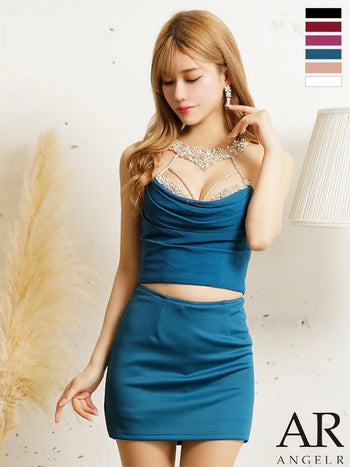 セットアップ デコルテビジュー バストドレープ マイクロ タイトミニドレス