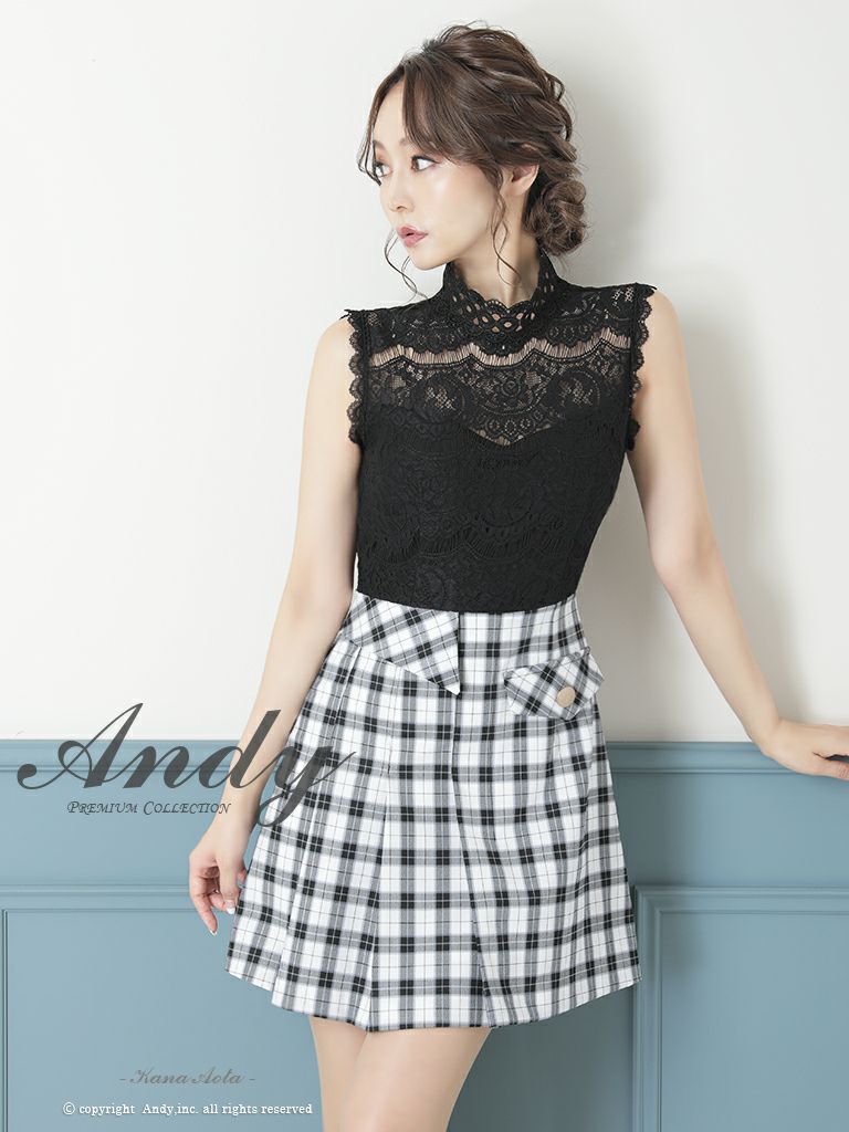 Andy/アンディ】ツイード フリンジセミ ノースリーブ フレアミニドレス