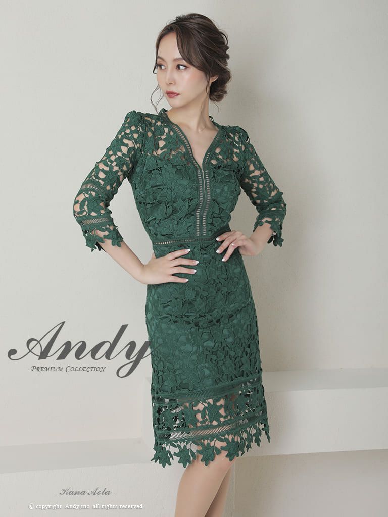 Andy/アンディ】シンプル 刺繍レース 袖あり Vネック セクシータイト Andy/アンディ】シンプル 刺繍レース 袖あり Vネック セクシータイト