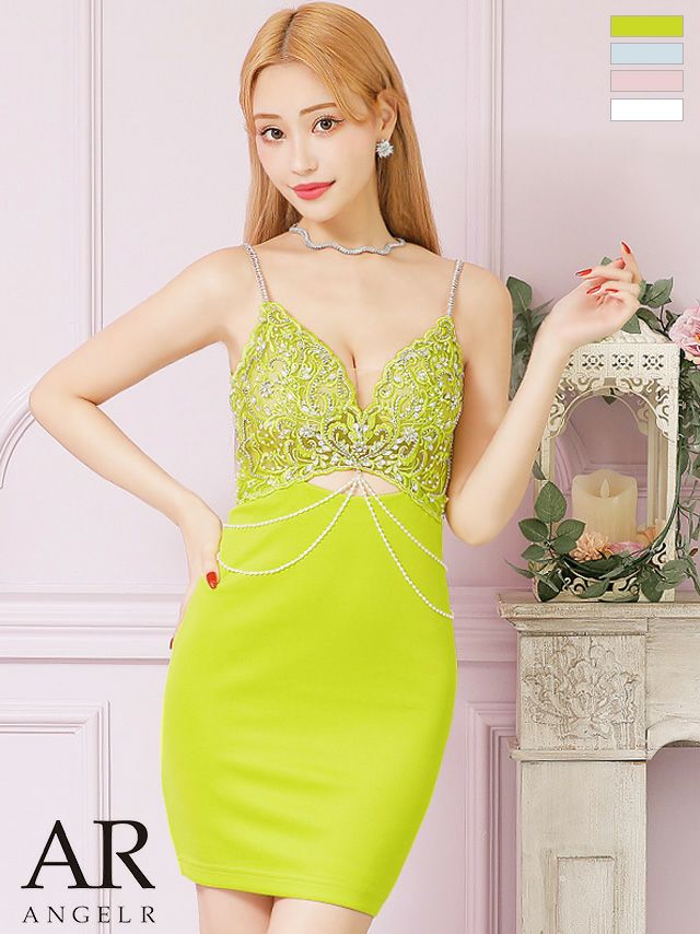 Angel R/エンジェルアール】パール フラワー刺繍 ホルターネック