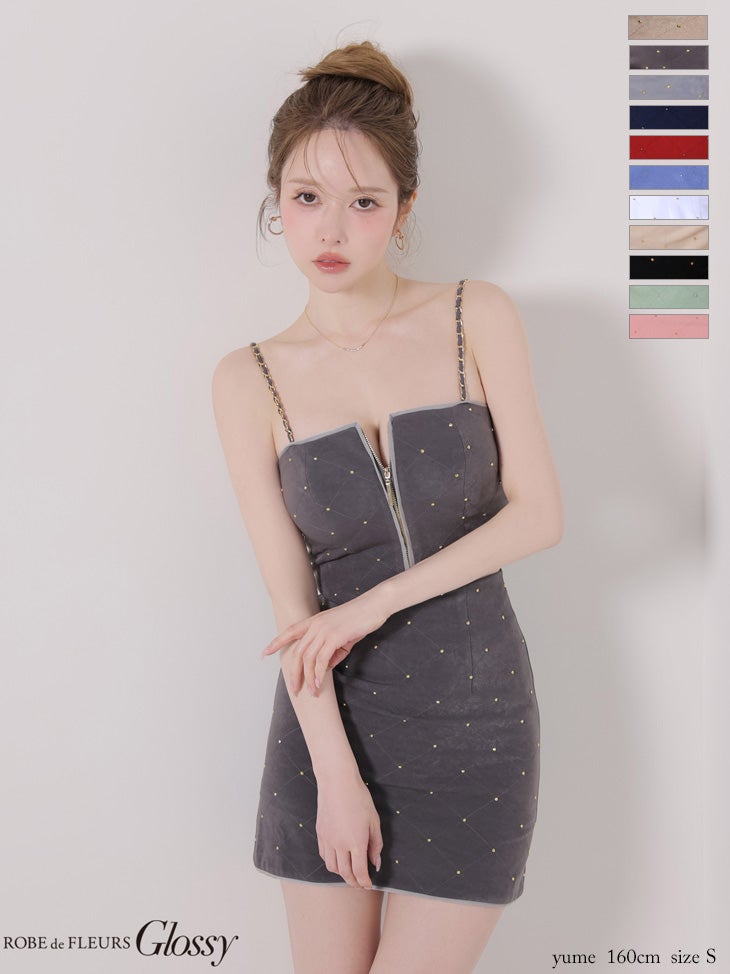 ROBEdeFUEURS Glossy スタッズキルティングミニドレス Glossy by ROBE de FLEURS/グロッシー】キャミソール セットアップ