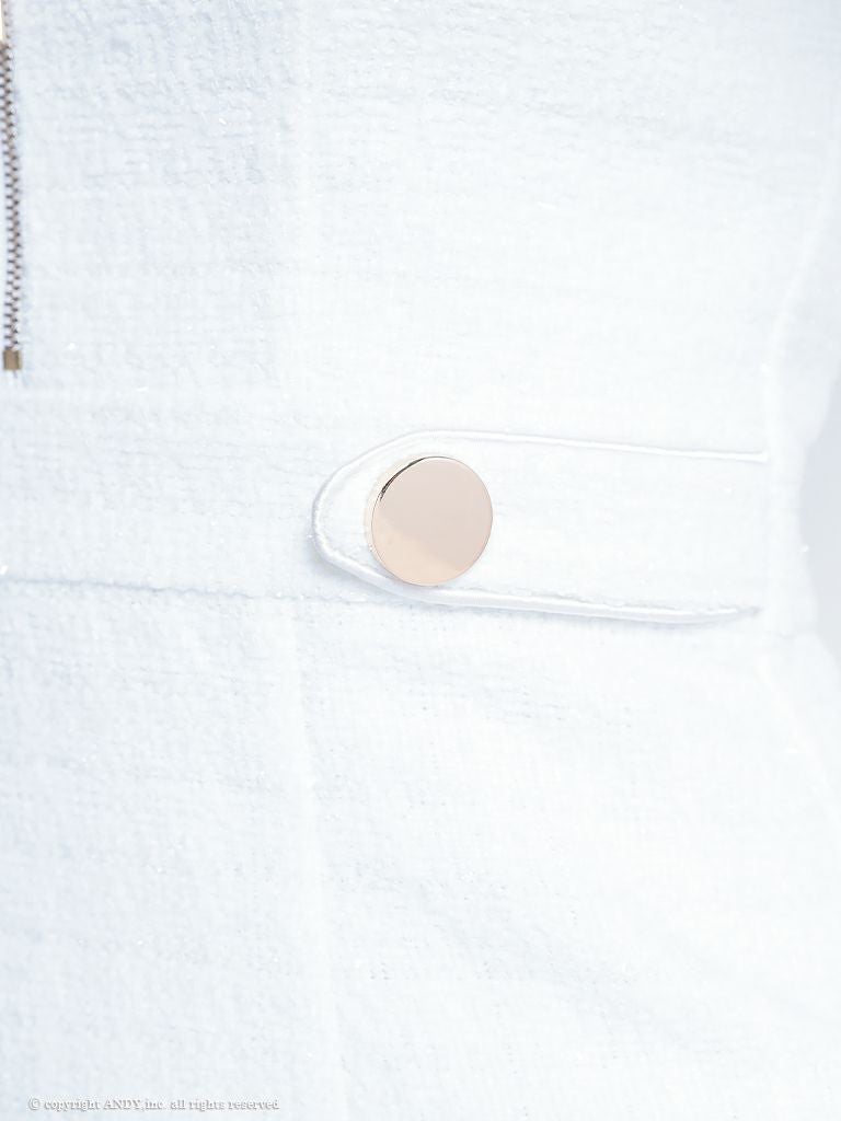 キャバドレス ミニ ドレス an アン サイドジップ フロントジップ チェーン チェック ツイード ノースリーブ タイトミニドレス