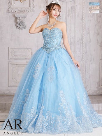 美麗大人 バースデー オフショルダー アッパービジューヘムフラワーレースAラインロングドレス