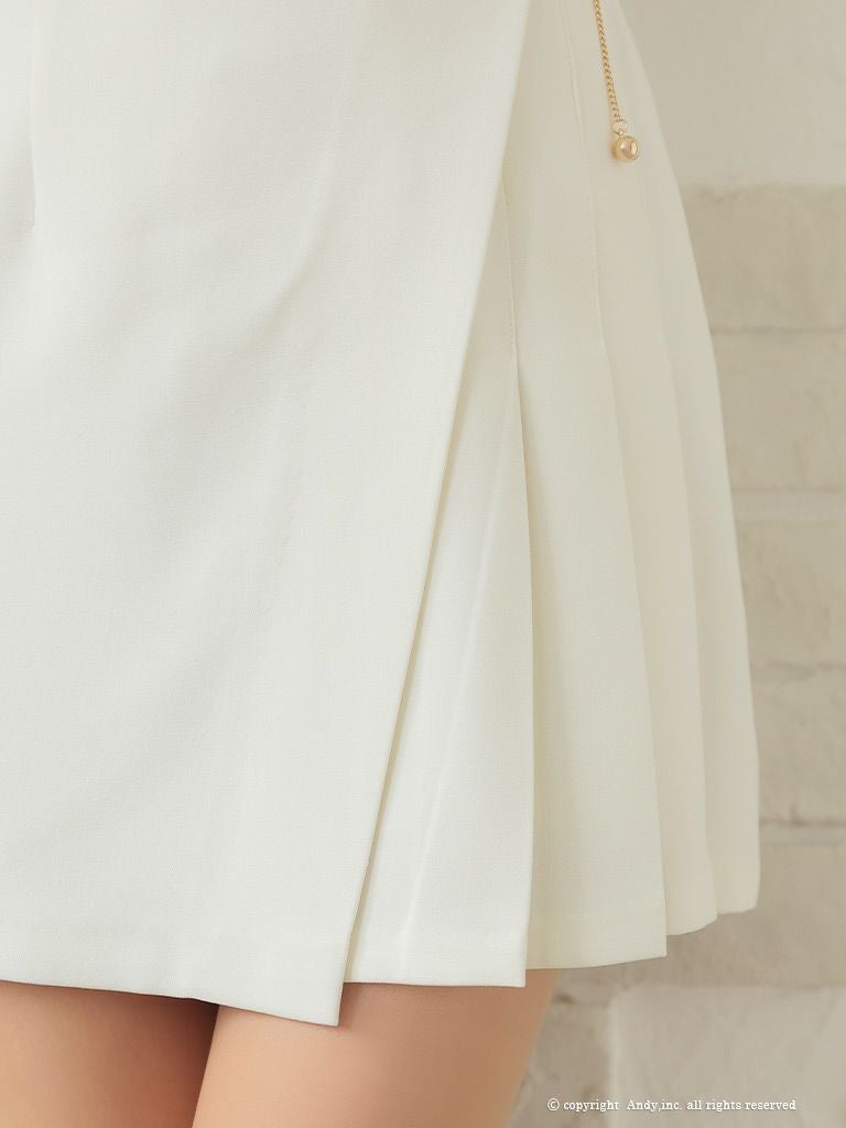 キャバドレス ミニ ドレス ANDY アンディ バイカラー チェーン ジップデザイン 袖あり 七分袖 フレア ミニドレス ビジューなし 胸元隠しドレス シンプル フレアミニドレス