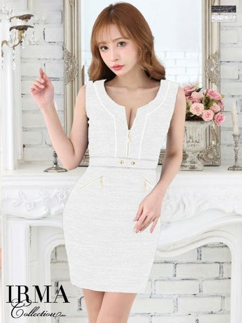 キャバドレス ブランドドレス IRMA イルマ ジップ ウエストベルト ノースリーブ シンプル タイトミニドレス