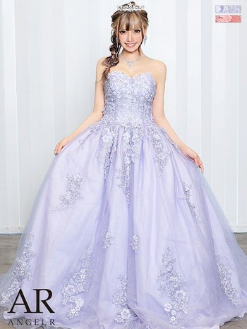 フェミニン オフショルダー バースデー フラワーパールビジューラメレースAラインロングドレス