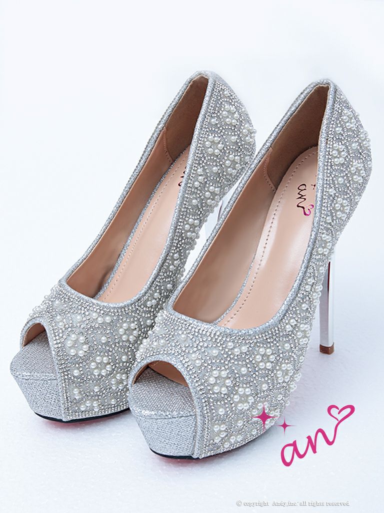 an/アン】パール ビジュー ハイヒール ピンヒール 14.5cmヒール