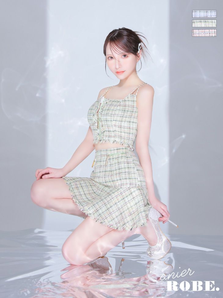 SALE【ANIER./アニエル】ツイード ジップデザイン ダブルチェーン