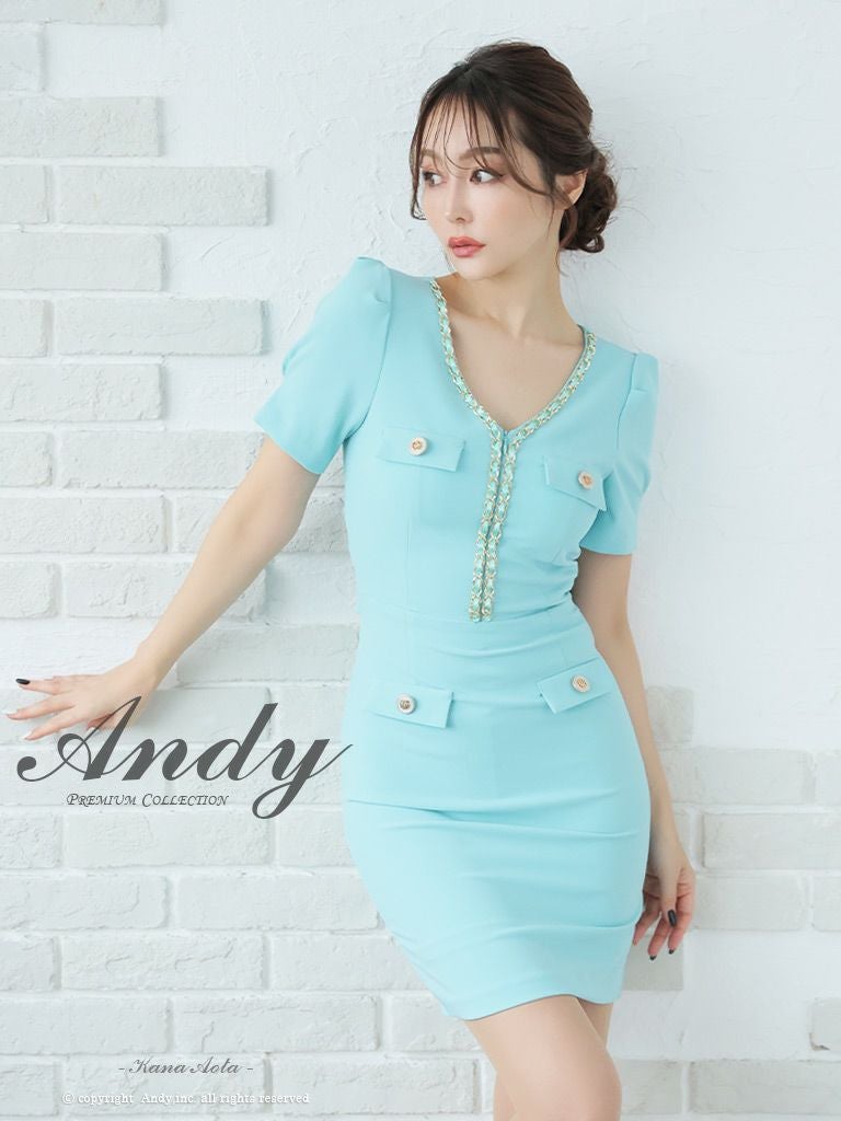 Andy/アンディ】ワンカラー フロントジップ チェーン バックリボン