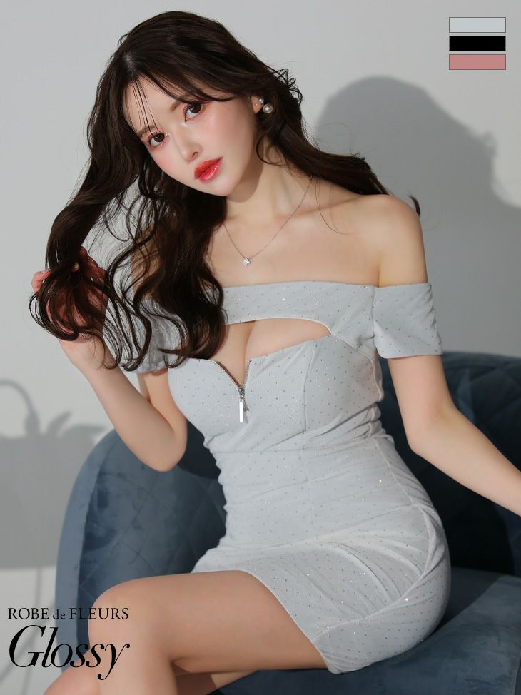 Glossy by ROBE de FLEURS/グロッシー】ジップデザイン ラメニット