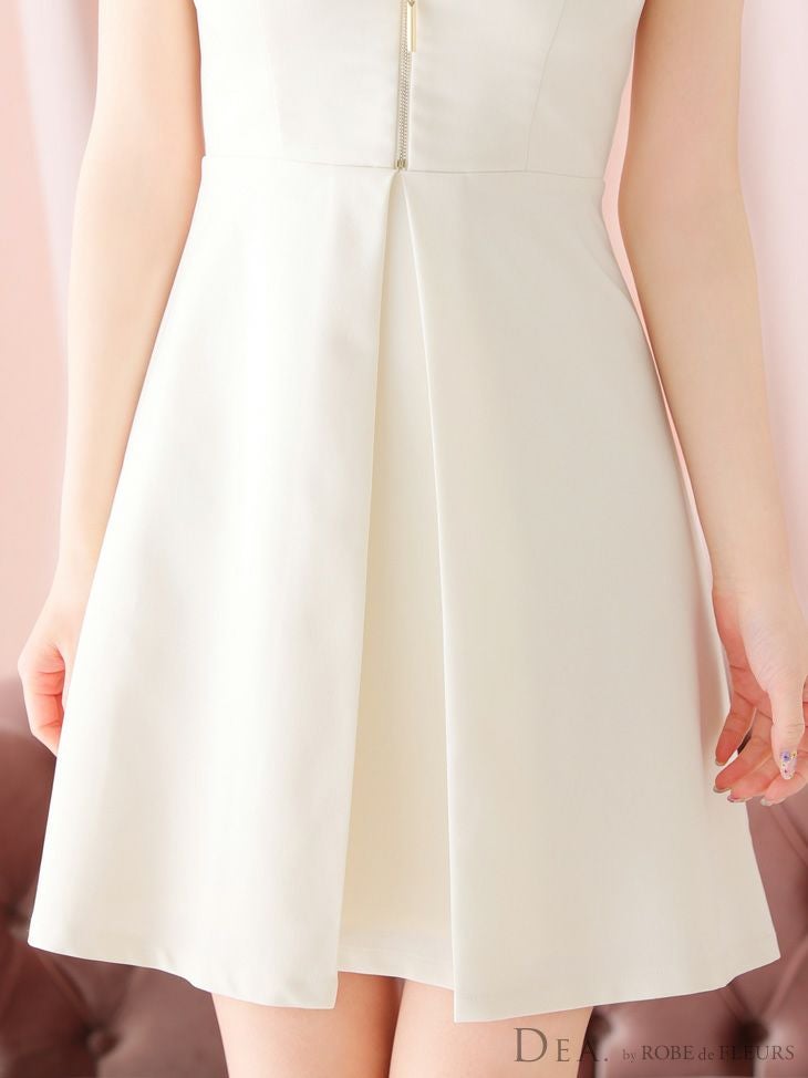 DEA. ROBE de FLEURS ジップ ノースリーブフレアミニドレス DEA.by ROBE de FLEURS/ディア】ジップデザイン ノースリーブ ベルト