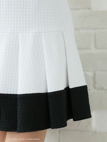 キャバドレス ミニ ドレス Andy アンディポケット バイカラー ノースリーブ  プリーツ Aライン フレアミニドレス