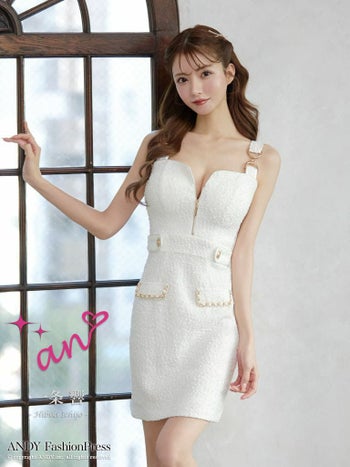 キャバドレス タイトミニドレス an/アン】 ガーリー ノースリーブ 谷間アピール バックリボン タイトミニドレス