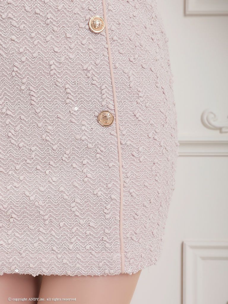 キャバドレス an アン 上品 ボタン 襟付き スパンコール 半袖 タイトミニドレス