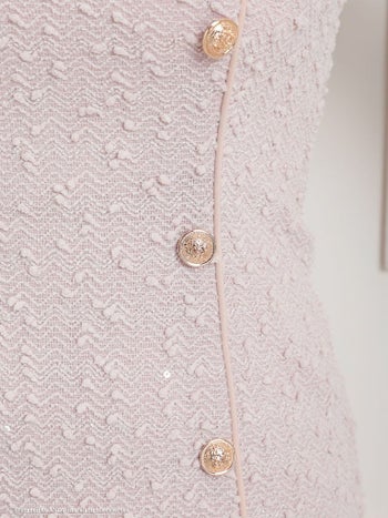 キャバドレス an アン 上品 ボタン 襟付き スパンコール 半袖 タイトミニドレス