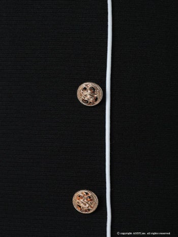 キャバドレス an アン かわいい 上品 ノースリーブ ウエストマーク パイピングデザイン ダブルボタン タイトミニドレス