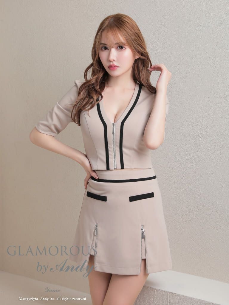 ミニドレス[GLAMOROUS] Mサイズ キャバドレス Miyu × GLAMOROUS by Andy 05 COLLECTION 06】ジップ/ ビジュー
