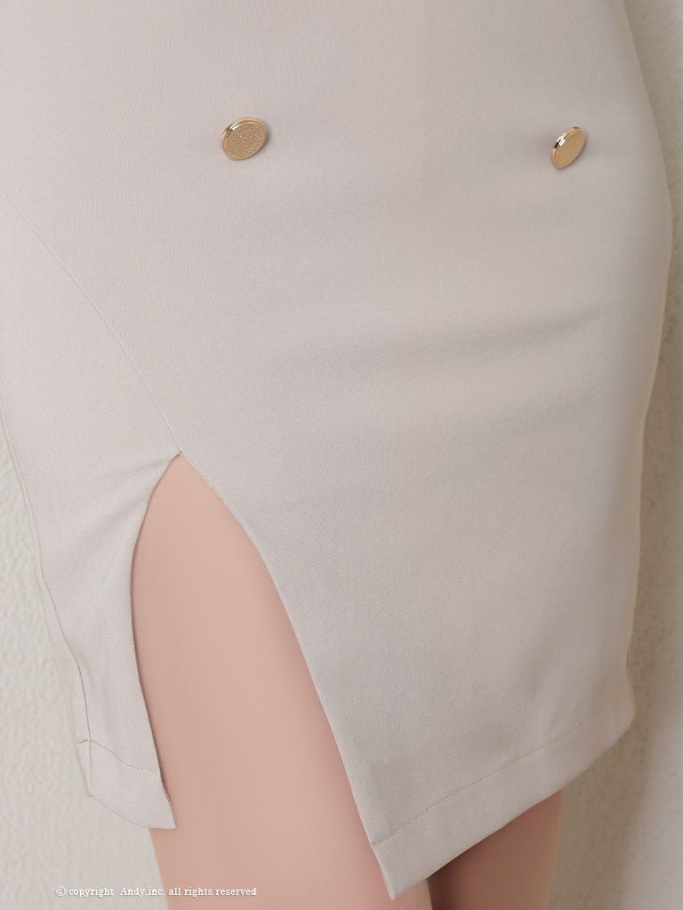 キャバドレス GLAMOROUS グラマラス 襟付き 2way シンプル ジップデザイン スリットスリーブ 長袖 タイトミニドレス