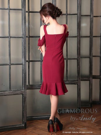 キャバドレス GLAMOROUS グラマラス 大人 ノースリーブ ジップデザイン ボタン テールカット ワンカラー フレアミニドレス