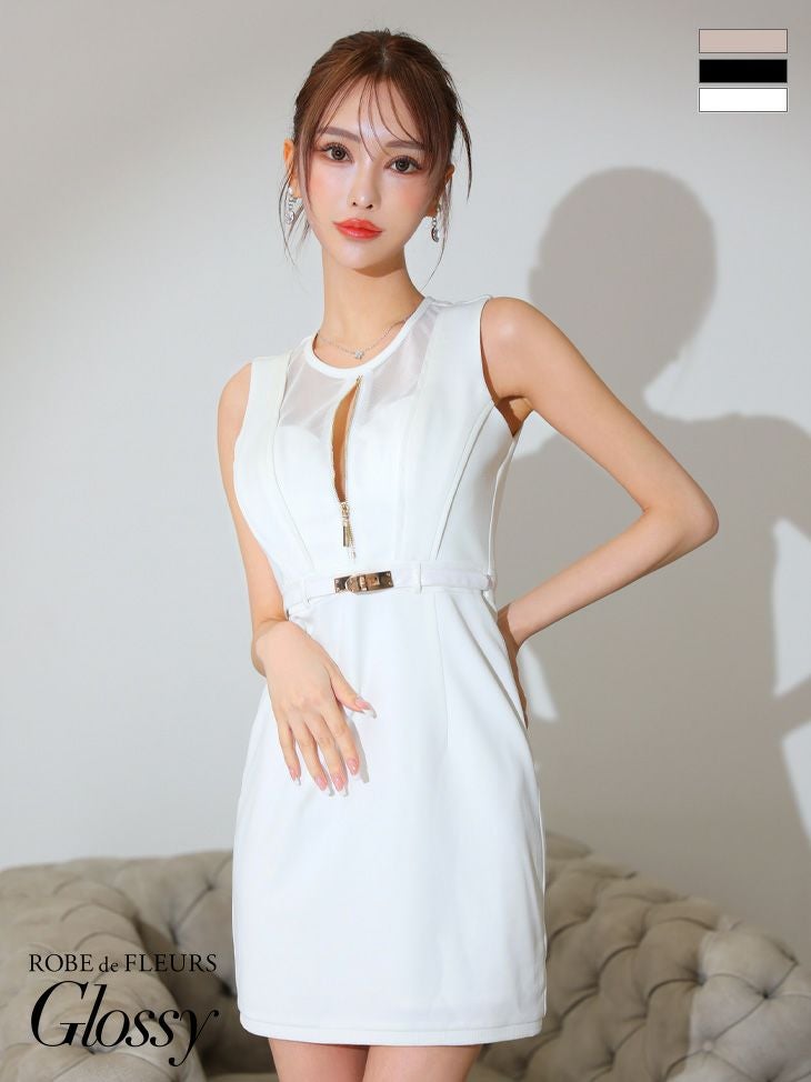 Glossy by ROBE de FLEURS/グロッシー】ジップデザイン デコルテ