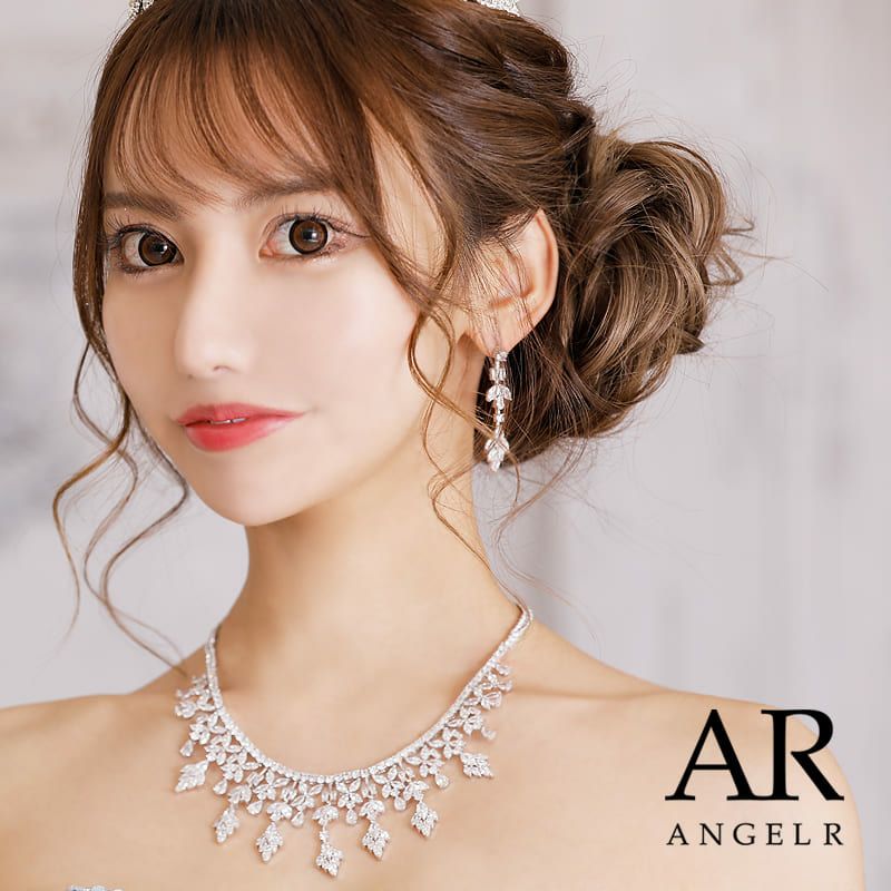 Angel R/エンジェルアール】ライン フラワー ストーン ネックレス