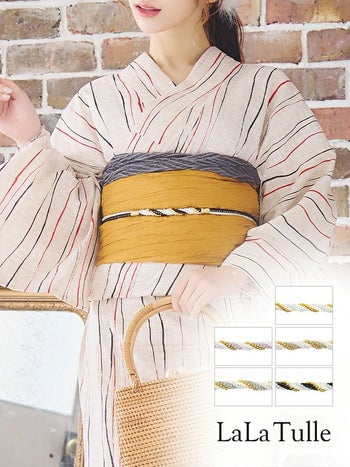 【浴衣】小物 二連ねじれ パール付き 飾り帯紐