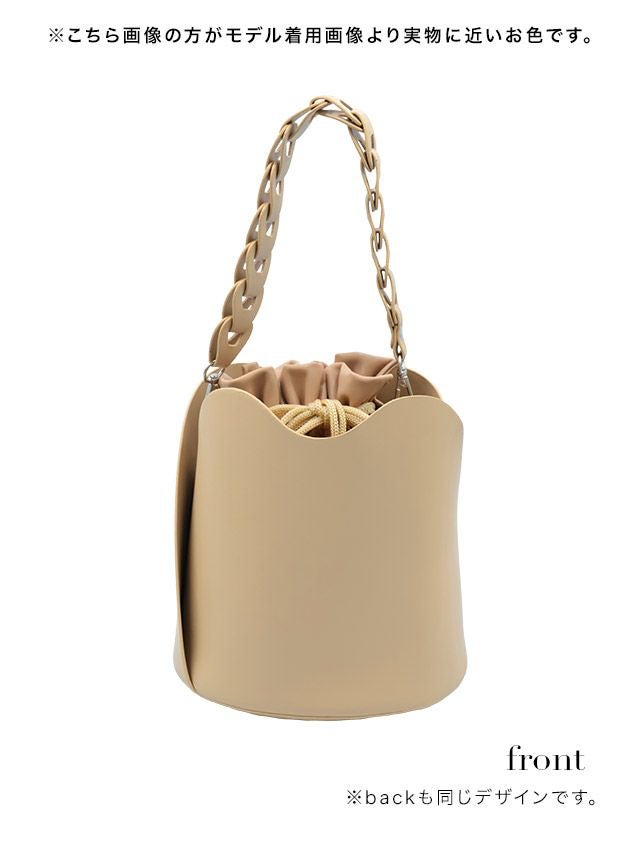 SALE【LaLaTulle】2way ショルダー 巾着 バケット フェイクレザー