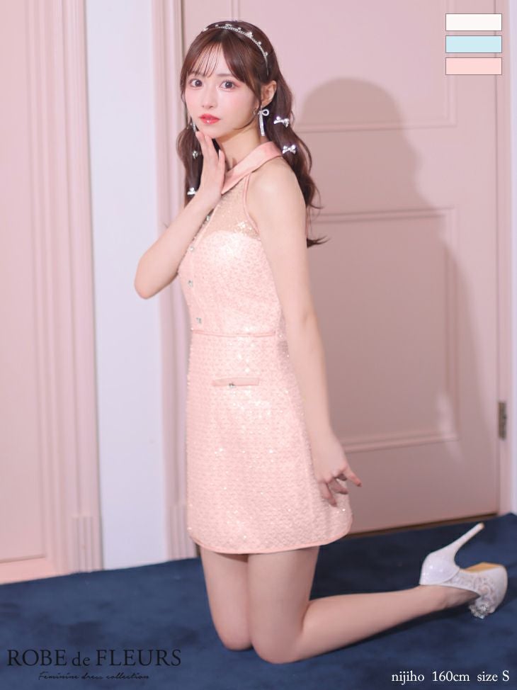 ROBEdeFLEURS/ローブドフルール】ホルターネック ティアード 花柄