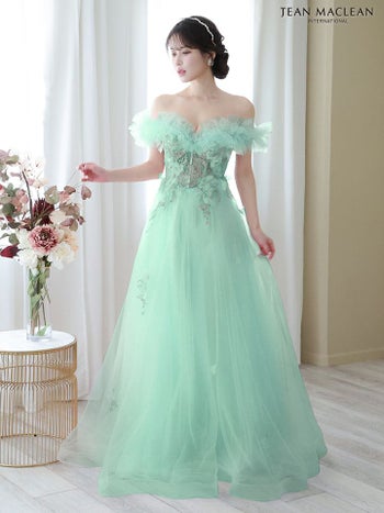 キャバドレス ブランド フラワーモチーフ オフショル Aラインロングドレス