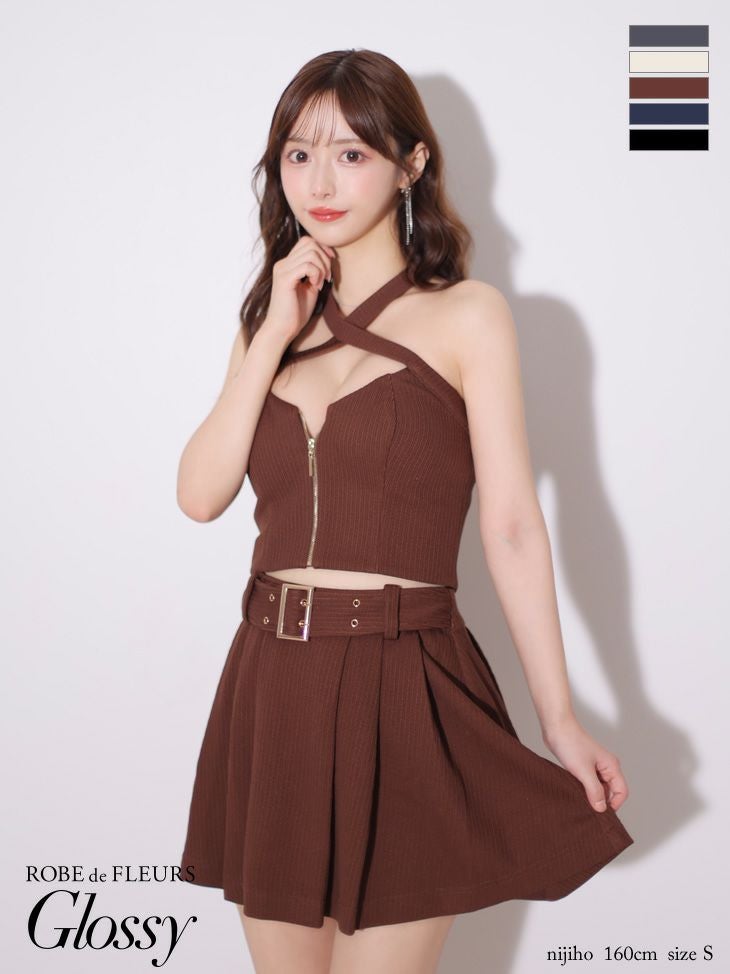 Glossy by ROBE de FLEURS/グロッシー】オープンバスト ホルターネック Glossy by ROBE de FLEURS/グロッシー】オープンバスト ホルターネック