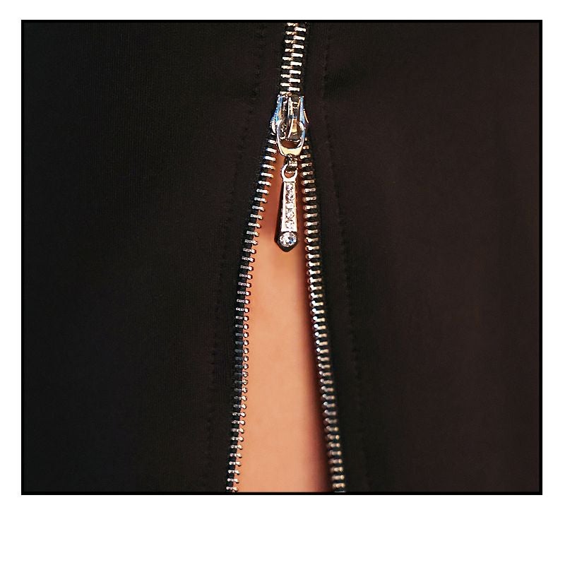 キャバドレス Veautt セクシー ビジュー バストカット ウエストタック ワンショルダー ジップデザイン 膝丈ドレス