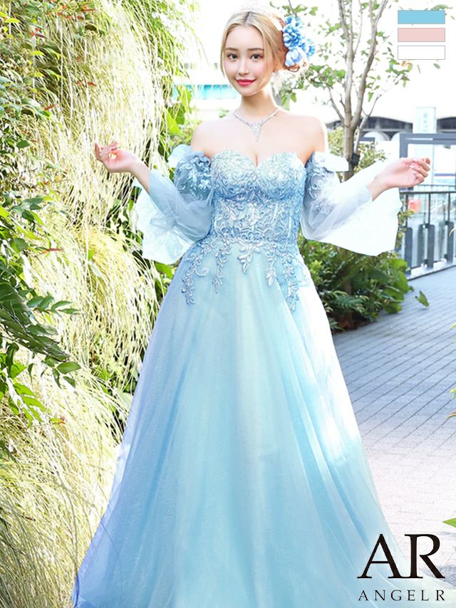 Angel R/エンジェルアール】長袖 オープンバスト フラワー刺繍 レース バースデー オフショルダー Aラインロングドレス (AR24101) |  キャバドレス 通販 LaLaTulle AngelRオフショルダー レースドレス