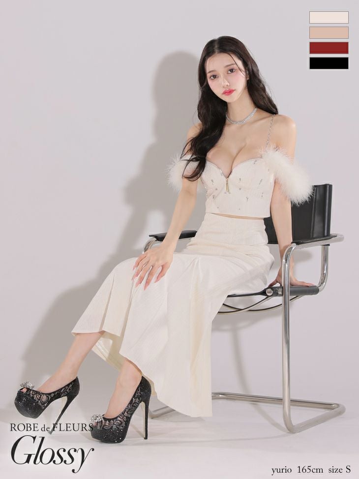 Glossy by ROBE de FLEURS/グロッシー】ブラックレース切替 肩あき