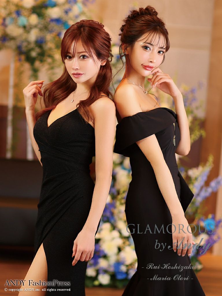 GLAMOROUS/グラマラス】ワンカラー マーメイド スリット フリル ジップ