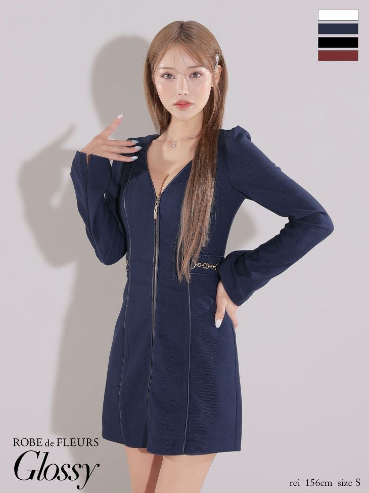 Glossy by ROBE de FLEURS/グロッシー】オープンバスト ジップデザイン