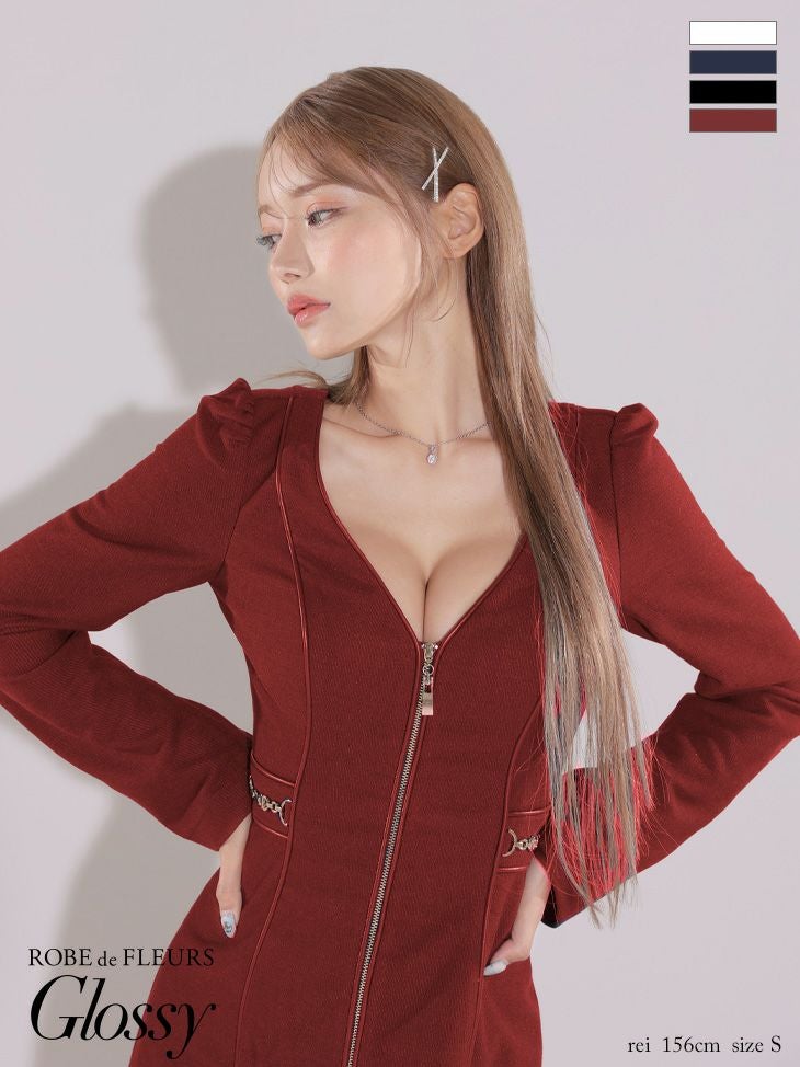 Glossy by ROBE de FLEURS/グロッシー】バストカット 長袖 バック
