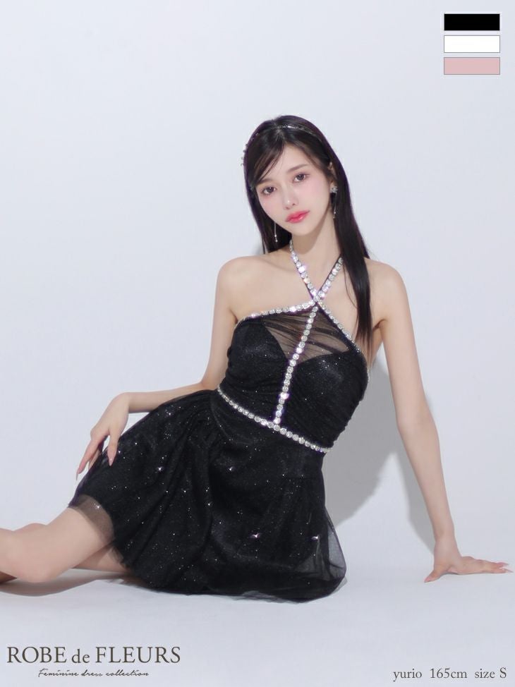 ROBEdeFLEURS/ローブドフルール】ラメ チュール ビジュー ガーリー