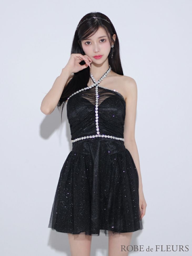 ROBEdeFLEURS/ローブドフルール】ラメ チュール ビジュー ガーリー